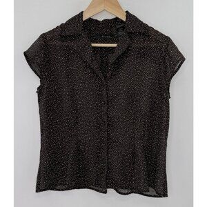 STUDIO By Liz Claiborne Polka Dot Chiffon Button Collared‎ Blouse Sz 12P Career